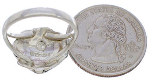 Sterling Silver Southwest Seashell Turquoise Ring Size 7-3/4 FX22374